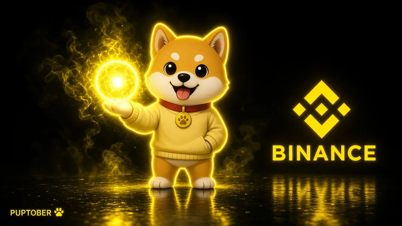 Mascot holding a swirling golden BNB energy orb