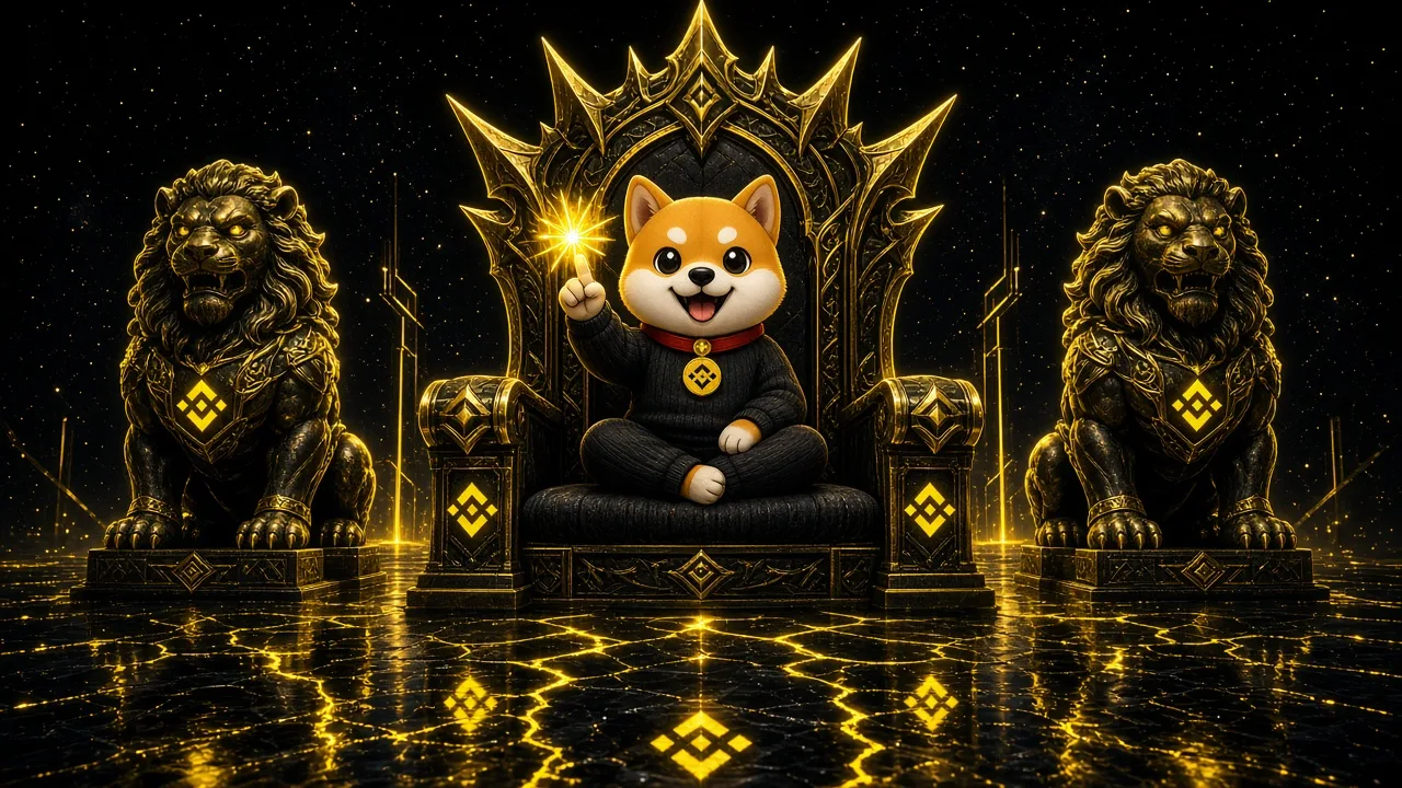 Puptober pup seated on a golden throne between guardian lions