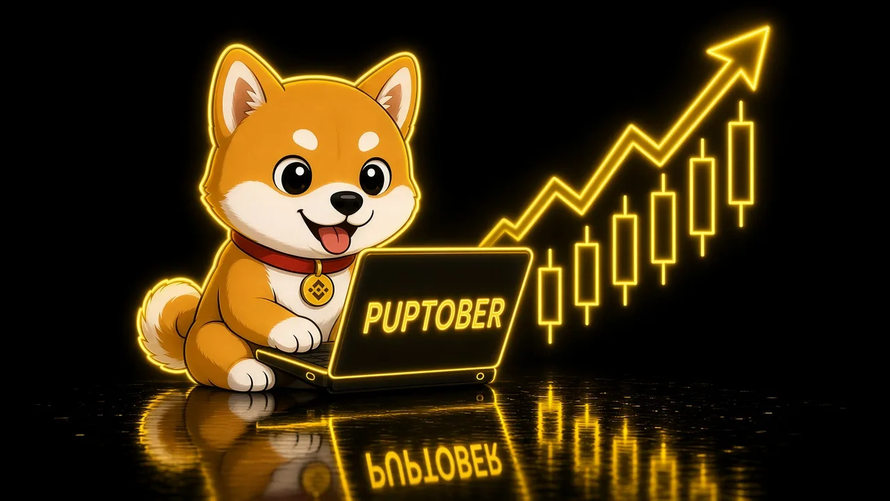 Puptober pup trading with golden chart candles